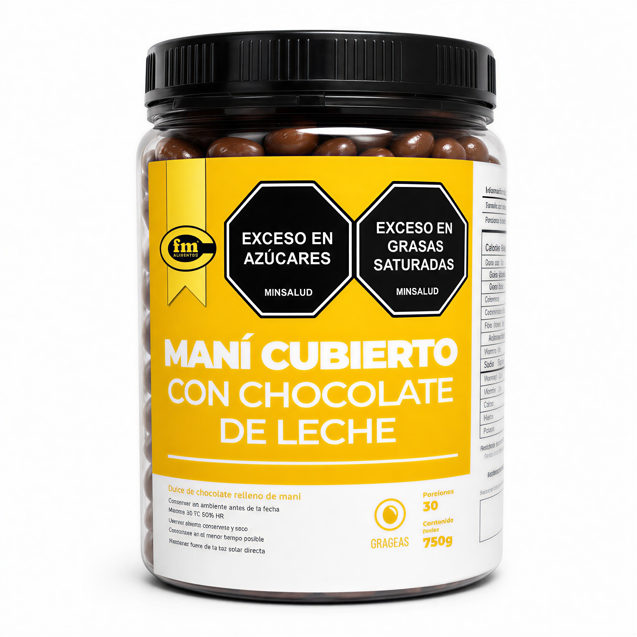 Maní cubierto con chocolate Tarro x 750 gramos